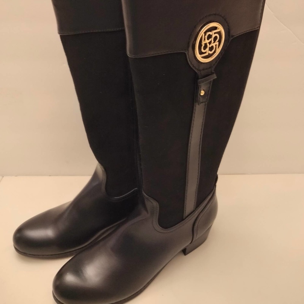 Liz Claiborne Black Leather Long Riding boots women size 6.5